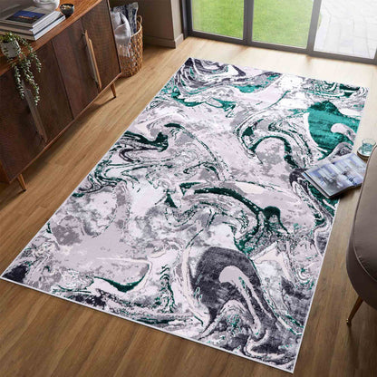 Emperor Metallic Abstract Rug - Solarius