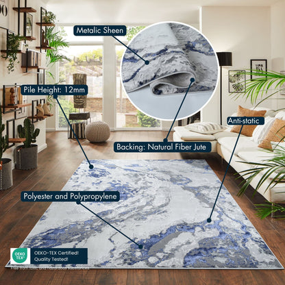 Emperor Metallic Abstract Rug - Picasso